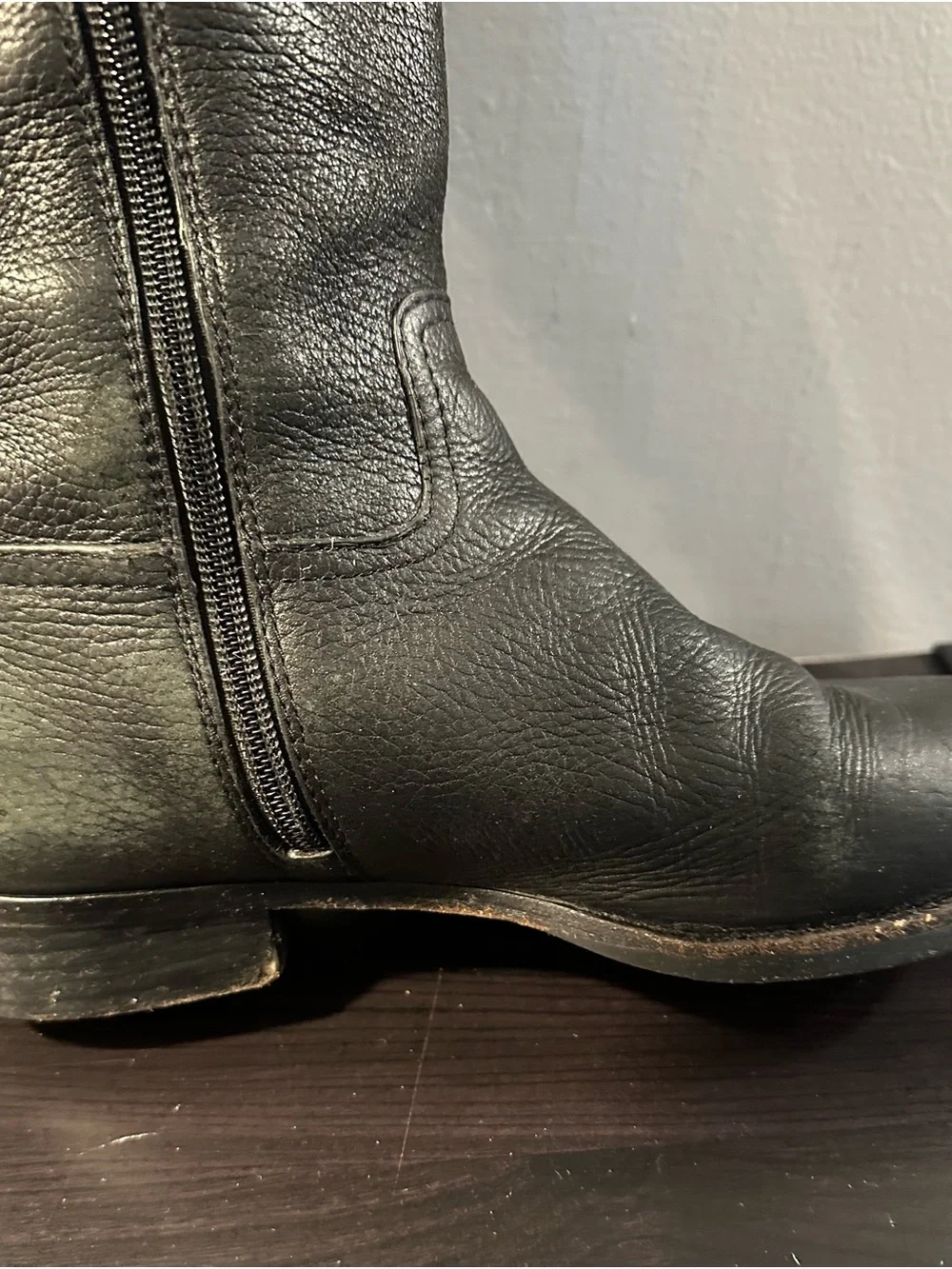 Tory Burch Black Leather Knee-High Logo Riding Boots